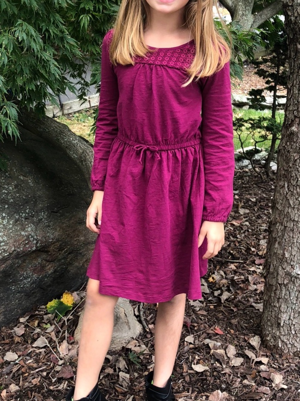 Carter's Girls Magenta Long Sleeve Dress with Drawstring Waist